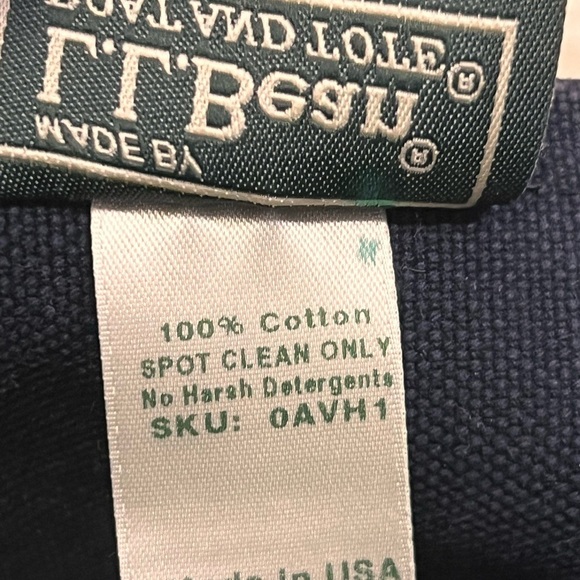 Vintage LL Bean Medium Tote Black with Olive Green Trim Handles  ‘MEH’ Monogram - Picture 10 of 12